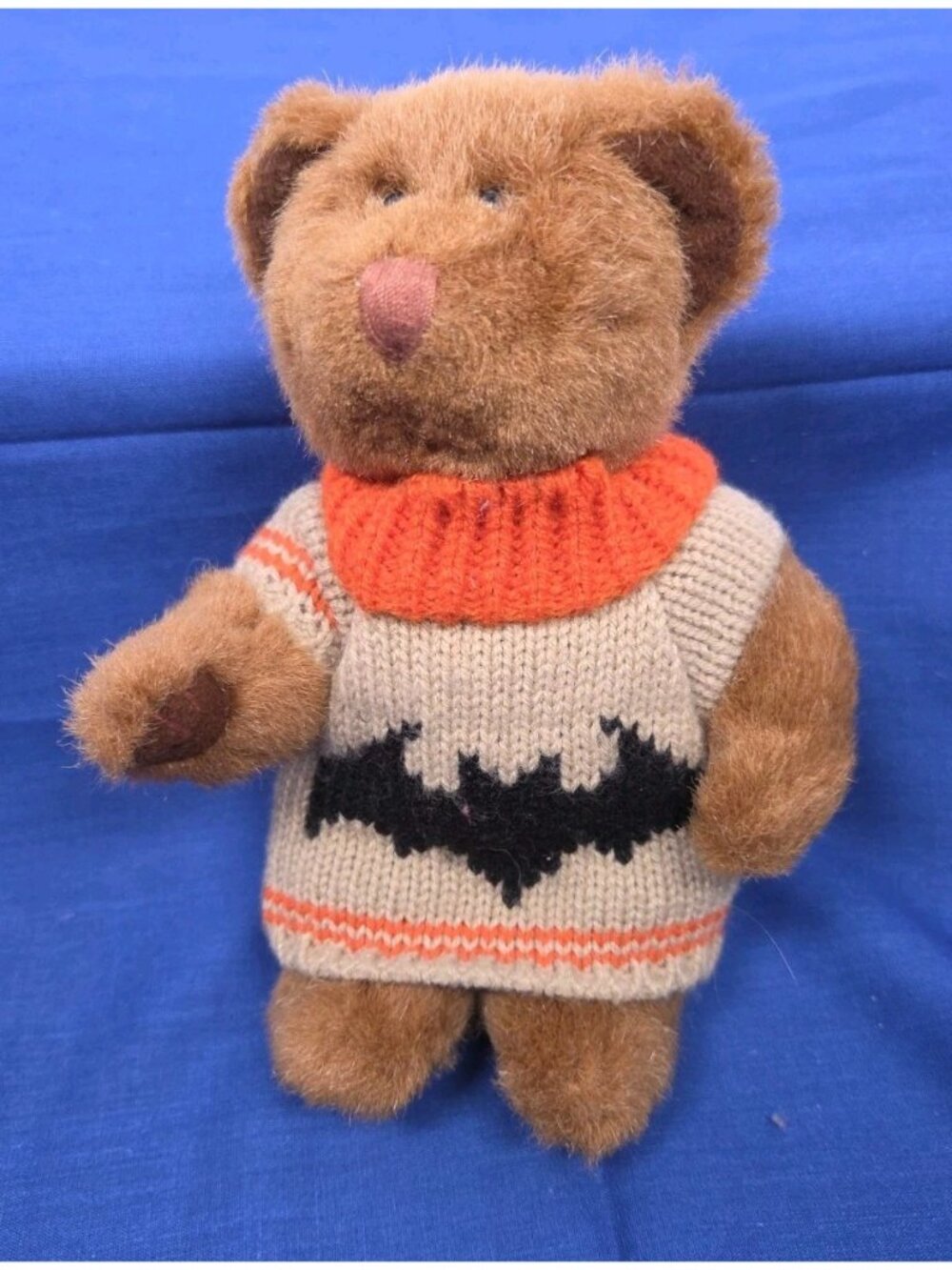 VTG Russ Berrie The Boo Crew 7" Teddy Bear Halloween Bat Sweater Jointed No Tags